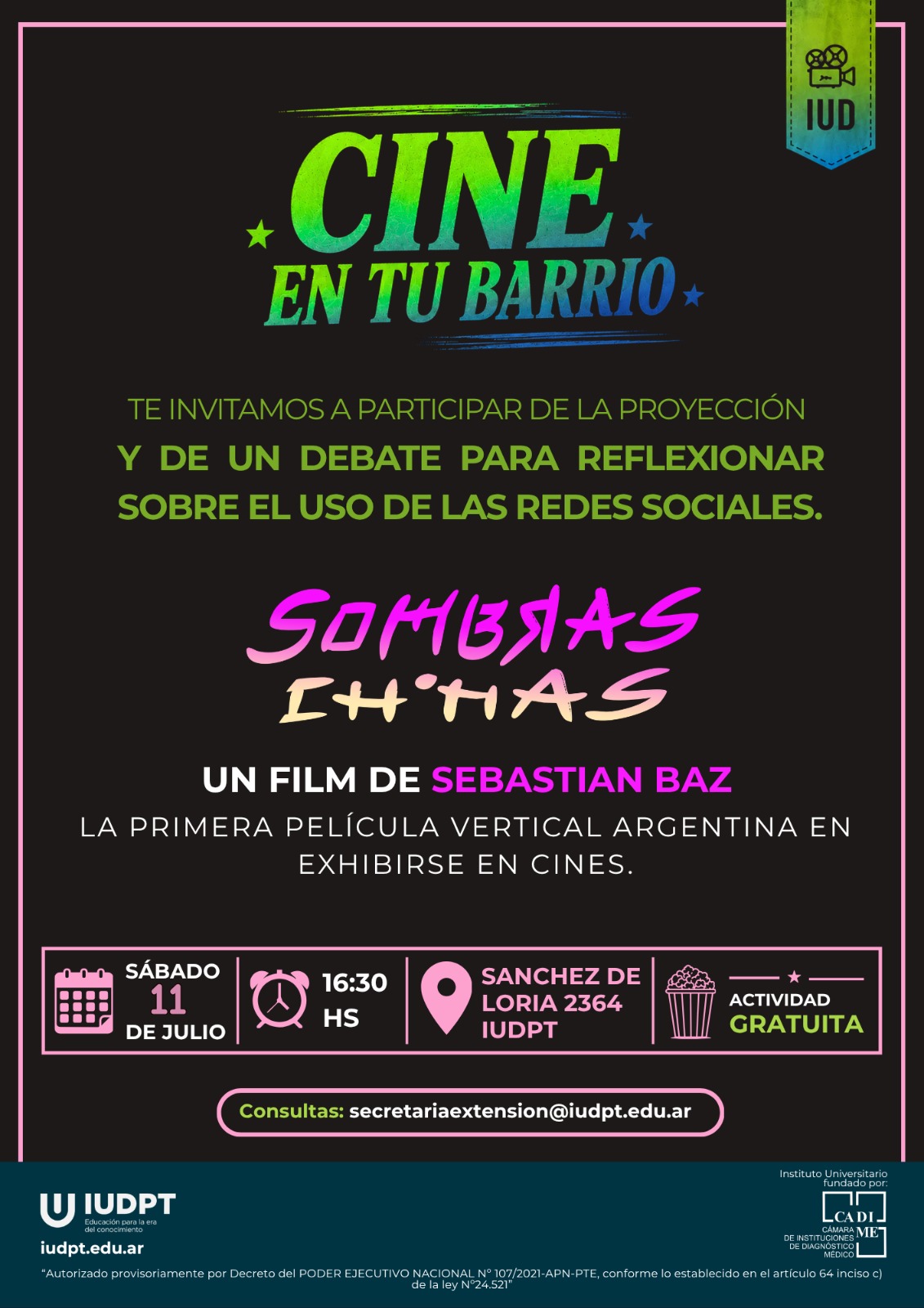 🎬✨ Cine en tu Barrio llega al IUDPT